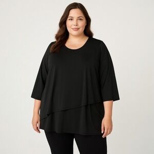 Woman Within Black Layered Hi-Low Tunic Top